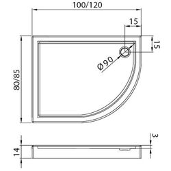 Cadita de dus New Trendy New Maxima B-0374 100x80x14 Left (White) Thumb