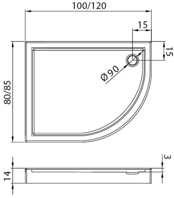 Cadita de dus New Trendy New Maxima B-0374 100x80x14 Left (White)