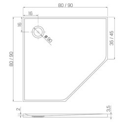 Cadita de dus New Trendy Nex B-0452 90x90x3.5 (White) Thumb