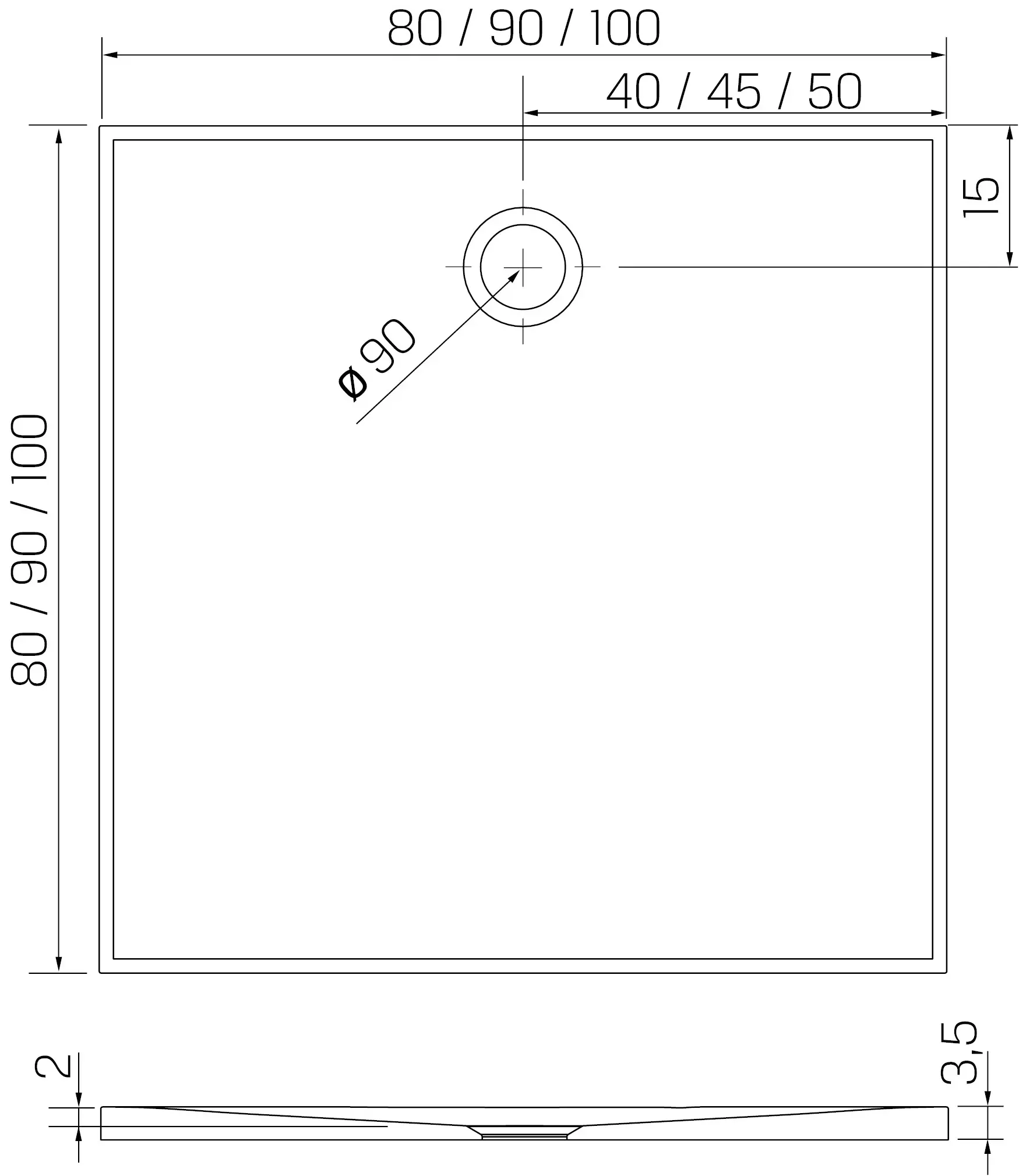 Cadita pentru dus New Trendy Nex B-0455 100x100 (White) - 3