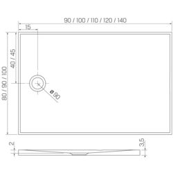 Cadita pentru dus New Trendy Nex B-0458 100x90x3.5 (White) Thumb
