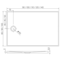 Cadita de dus New Trendy Nex B-0462 120x90x3.5 (White) Thumb