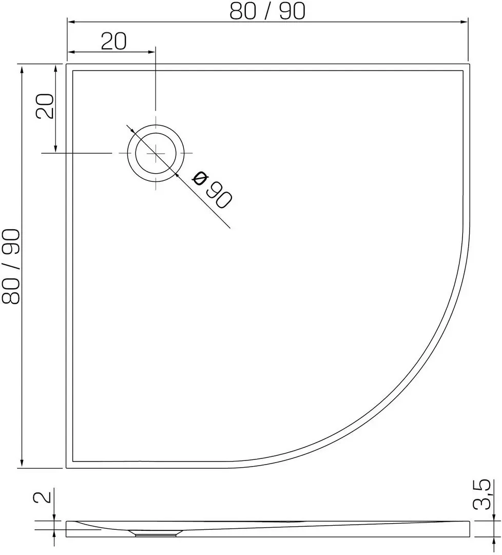 Cadita pentru dus New Trendy Nex R55 B-0449 80x80x3.5 (White)