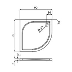 Cadita de dus New Trendy Savos B-0351 90x90x3 (White) Thumb