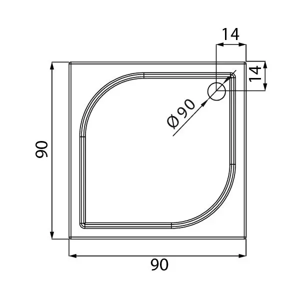 Cadita de dus New Trendy Savos B-0353 90x90x3 (White)