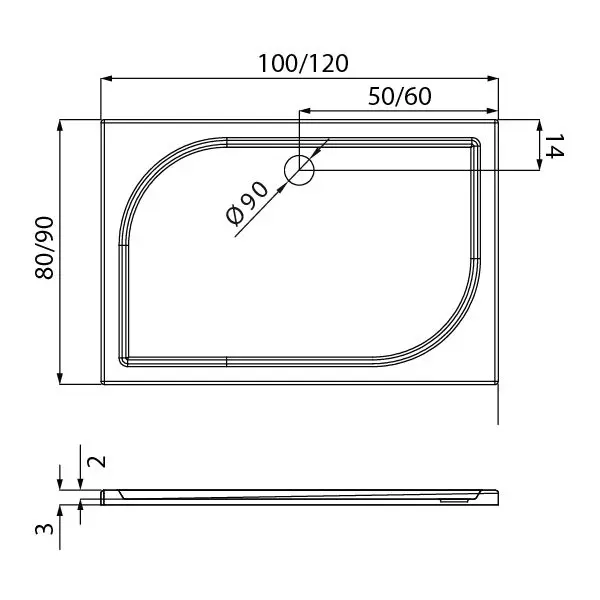 Cadita de dus New Trendy Savos B-0357 100x80x3 (White)