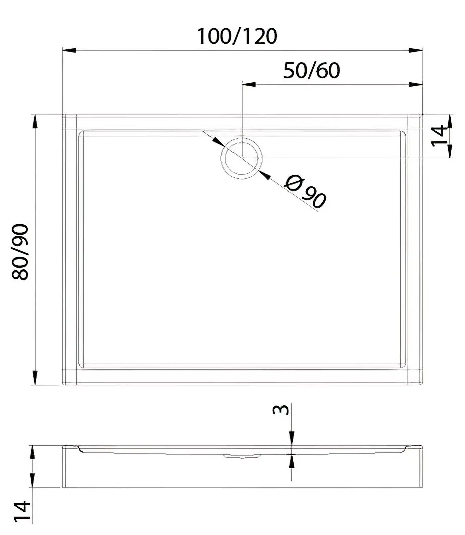 Поддон New Trendy Columbus B-0332 100x90x14 (White)