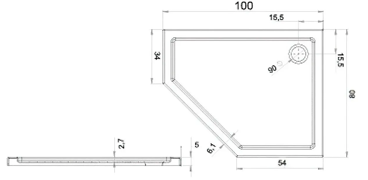 Поддон New Trendy New Azura B-0419 100х80x5 Right (White)