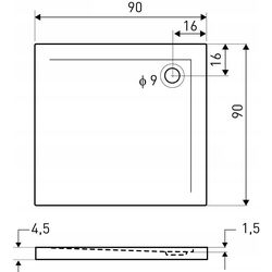 Cadita de dus Polimat Geos 90x90x4.5 (White) Thumb