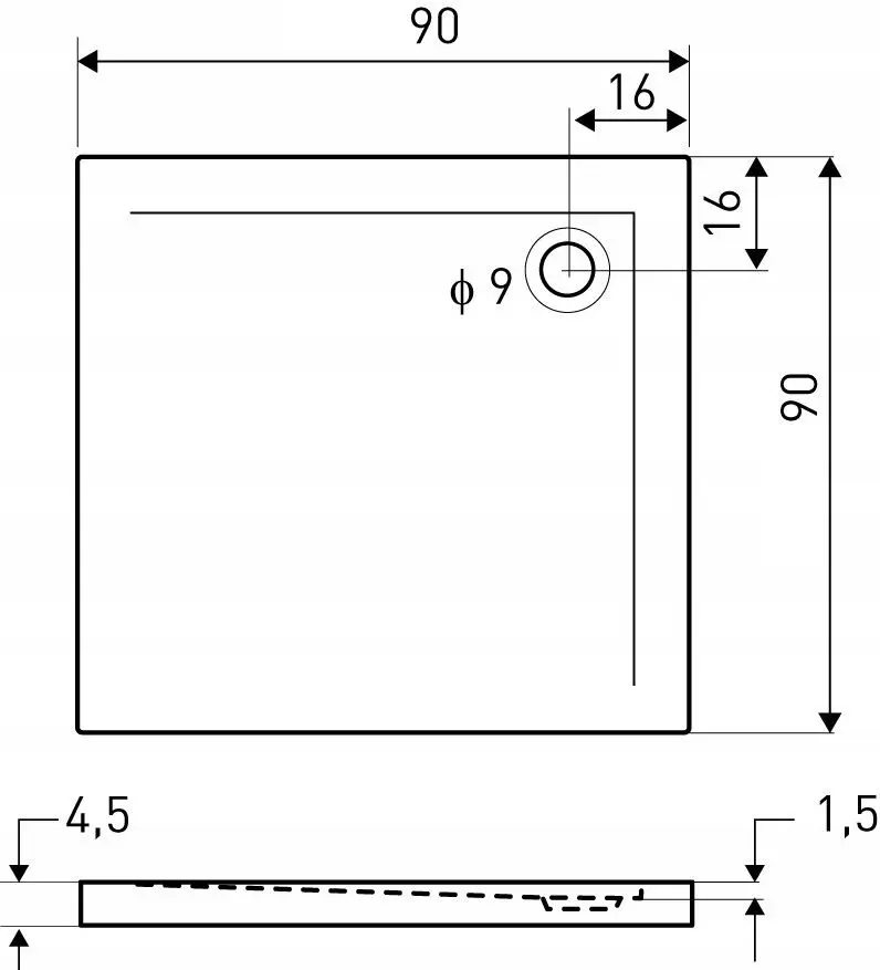 Cadita de dus Polimat Geos 90x90x4.5 (White)