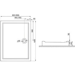 Душевой поддон Polimat Goliat 120x90x14 (White) Thumb
