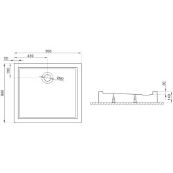 Cadita pentru dus Polimat Goliat 90x80 (White) Thumb
