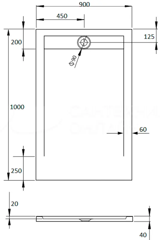 Душевой поддон Radaway Teos F 100x90 (Black) - 3