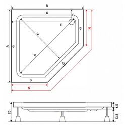 Cadita dus Shower Batura 100x100 (White) Thumb