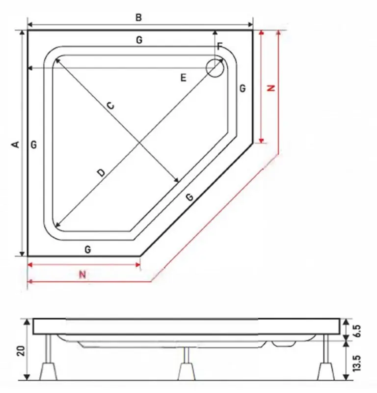 Cadita dus Shower Batura 100x100 (White)
