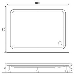 Cadita de dus Shower Mode 80x100 (White) Thumb