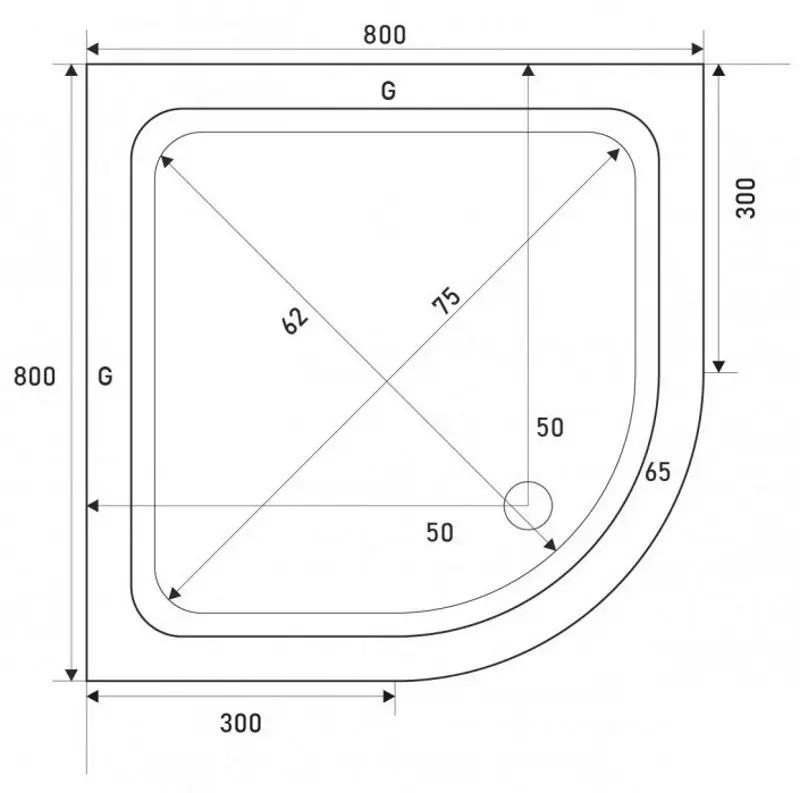 Cadita de dus Shower Showart Londra 80x80 (White)