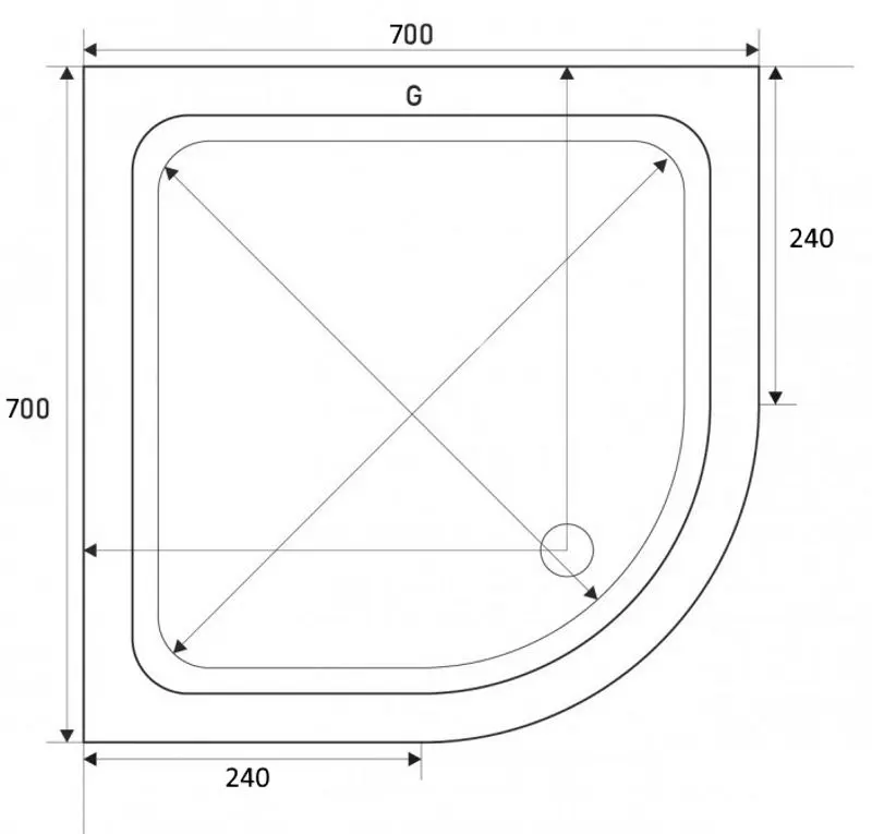 Cadita de dus Shower Slender 70x70 (White)
