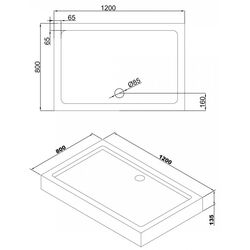 Cadita de dus Volle Libra 10-22-908Tray 120x80x13.5 (White) Thumb