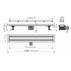 Душевой трап Alcaplast APZ13-DOUBLE9-950 950x60 (Inox) Thumb
