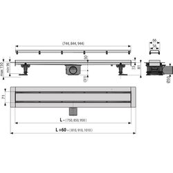 Душевой трап Alcaplast APZ13-DOUBLE9-750 750x60 (Inox) Thumb