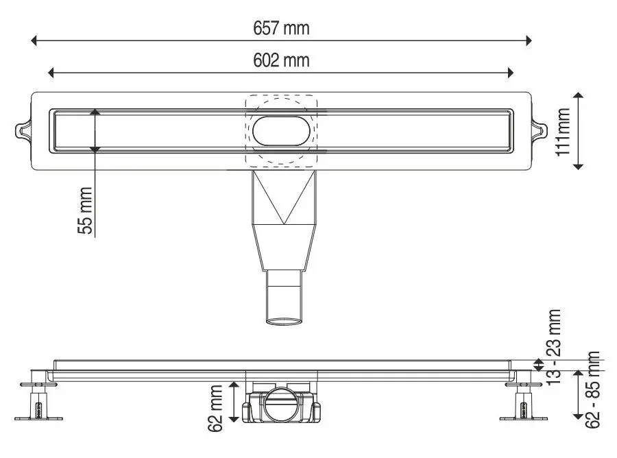 Душевой трап Wirquin Essentials Flat Linear 30950219 600x55 (Chrome)