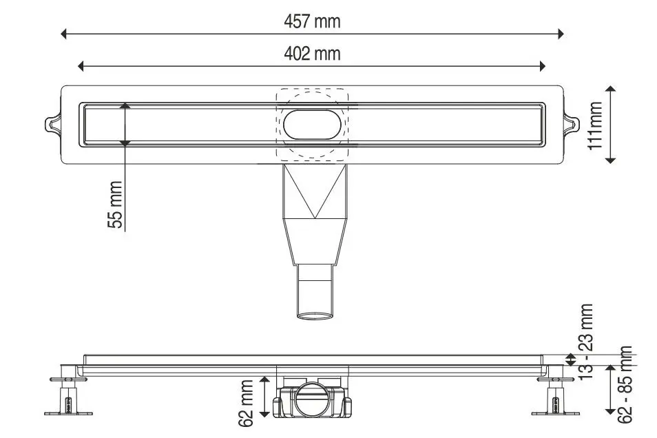 Душевой трап Wirquin Essentials Flat Linear 30950218 400x55 (Chrome) - 3