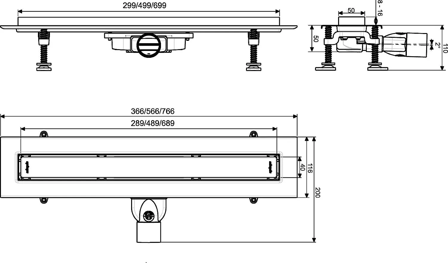 Rigola de dus Wirquin Venisio Slim 30722864 500x50 (Black) - 6