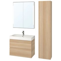 Set mobilier baie Ikea Godmorgon/Braviken 5 piese/baterie Brogrund 80cm (Aspect Stejar Antichizat) Thumb