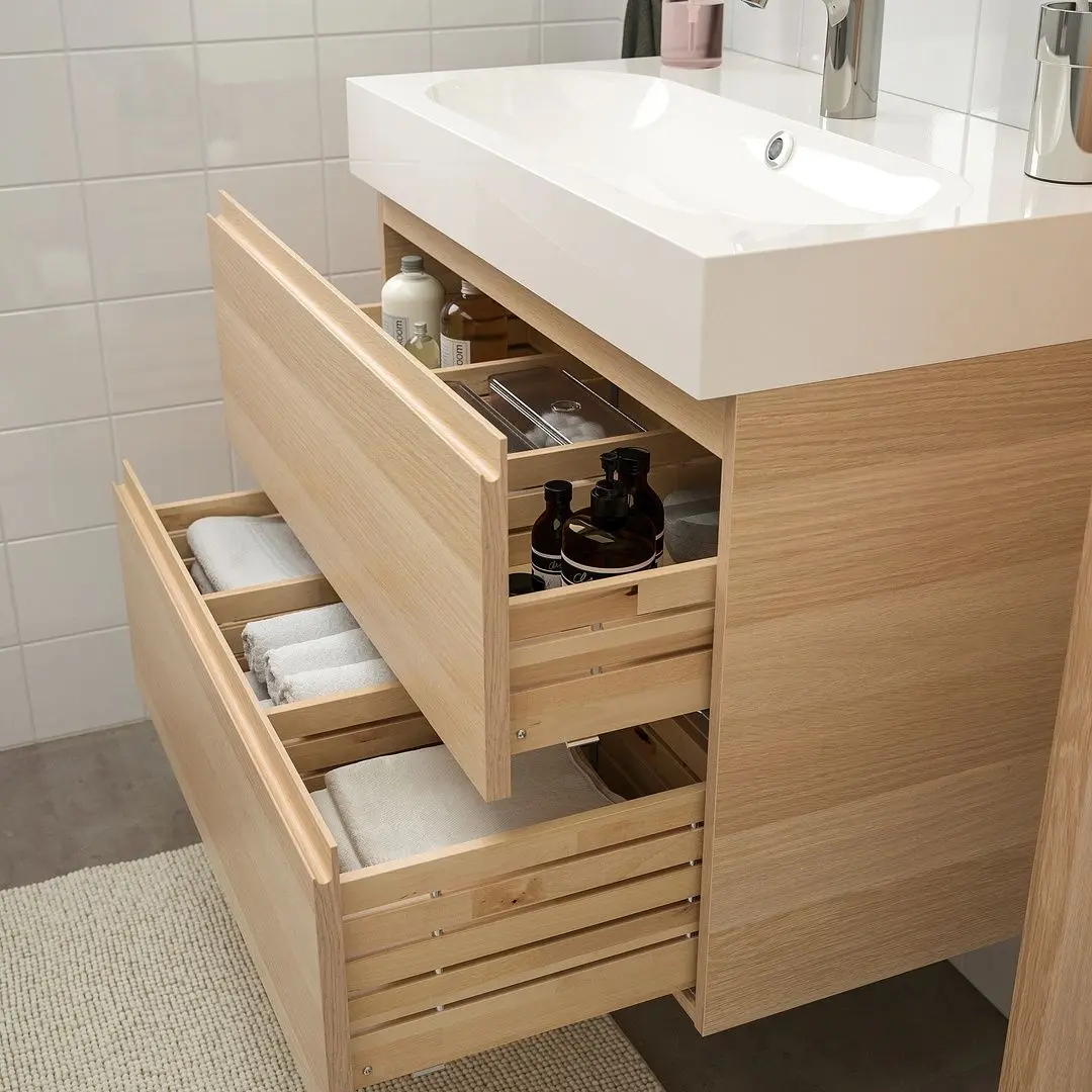 Set mobilier baie Ikea Godmorgon/Braviken 5 piese/baterie Brogrund 80cm (Aspect Stejar Antichizat) - 4