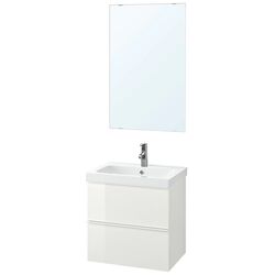 Set mobilier Ikea Godmorgon/Odensvik 4 piese/baterie Dalskar 63cm (Alb/Lucios)