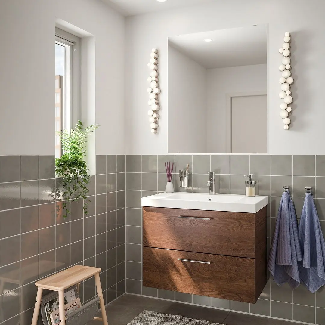 Set mobilier Ikea Godmorgon/Odensvik 4 piese/baterie Dalskar 83x49x64 (Aspect Frasin Vopsit Maro) - 3