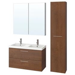 Set mobilier baie Ikea Godmorgon/Odensvik 6 piese/baterie Dalskar 103x49x64 (Aspect Frasin Vopsit Maro)