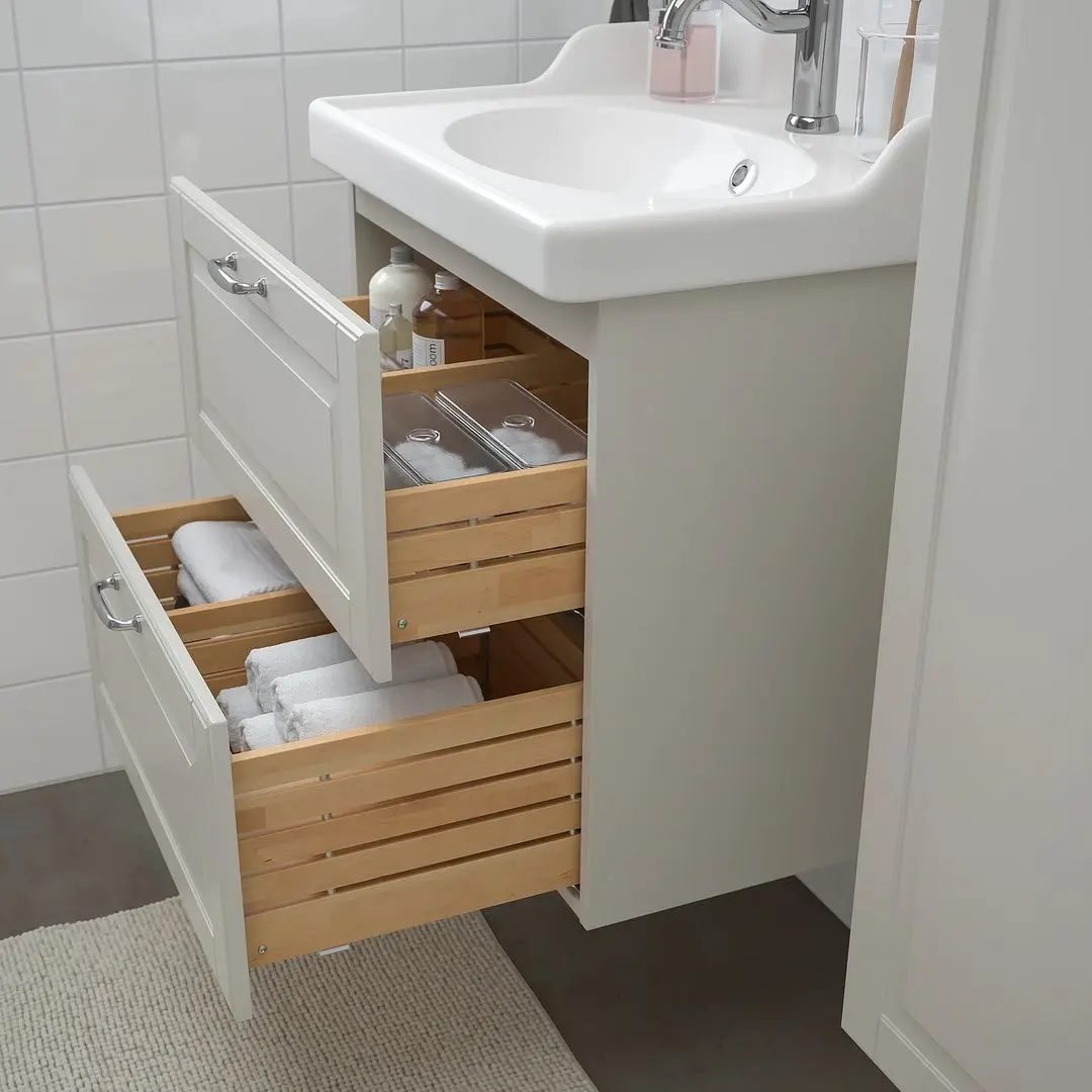 Set mobilier baie Ikea Godmorgon/Rattviken 5 piese/baterie Hamnskar 62cm (Kasjon Gri) - 4