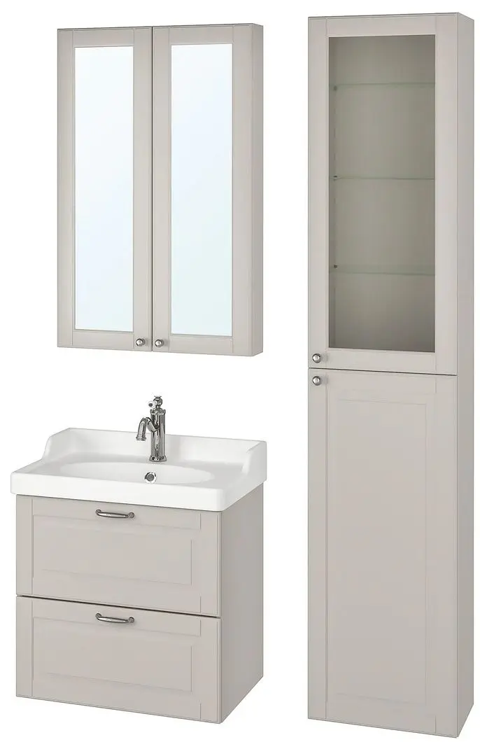 Set mobilier baie Ikea Godmorgon/Rattviken 5 piese/baterie Hamnskar 62cm (Kasjon Gri)