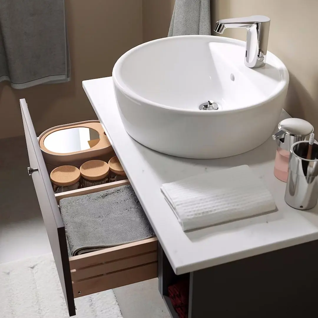 Set de mobila Ikea Godmorgon/Tolken 6 piese/baterie Brogrund 82x49x45 (Gillburen Gri Inchis/Aspect Marmură)