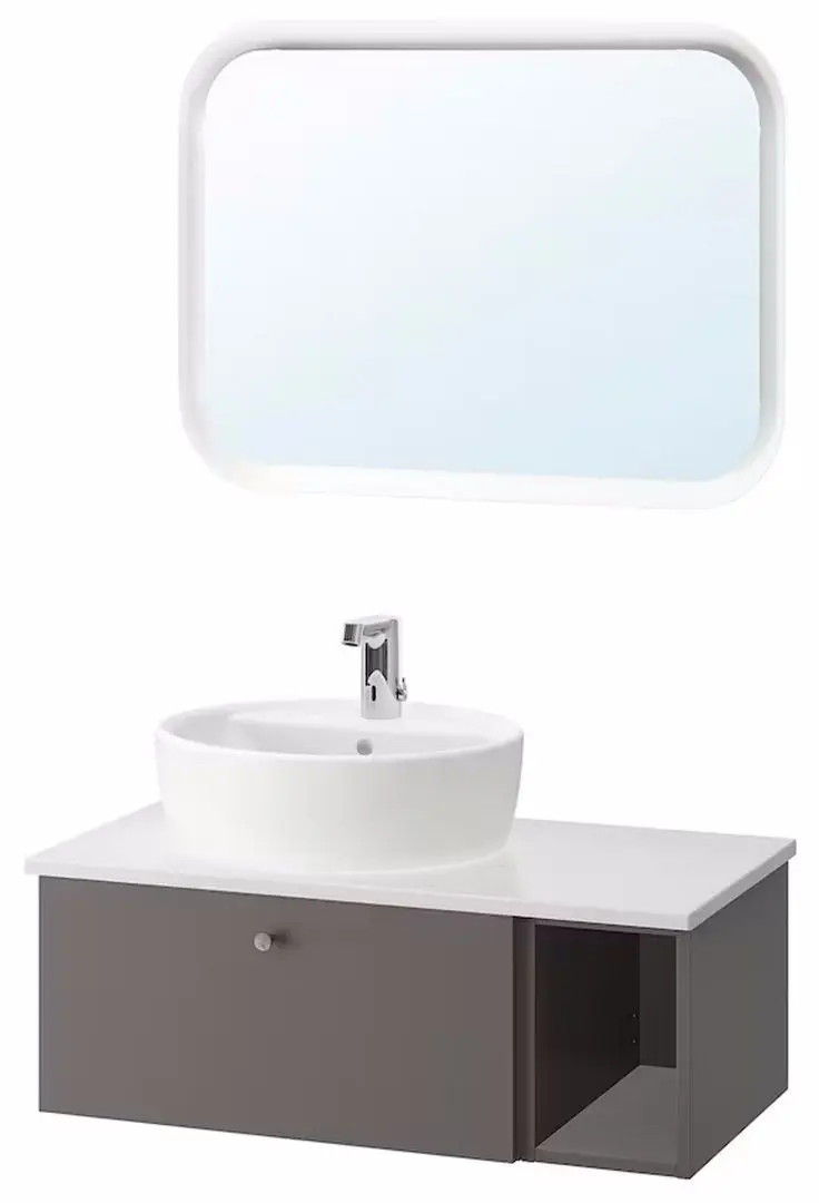 Set de mobila Ikea Godmorgon/Tolken 6 piese/baterie Brogrund 82x49x45 (Gillburen Gri Inchis/Aspect Marmură)