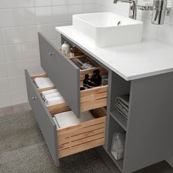 Set mobilier Ikea Godmorgon/Tolken/Horvik 7 piese/baterie Brogrund 102x49x72 (Gillburen Gri Inchis/Aspect Marmură) Thumb