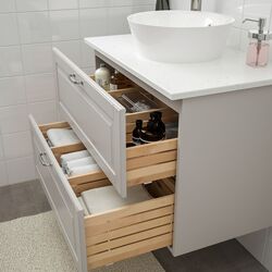 Комплект мебели Ikea Godmorgon/Tolken/Kattevik 5 предметов/смеситель Voxnan 82cm (Кашен Серый/Под Мрамор) Thumb