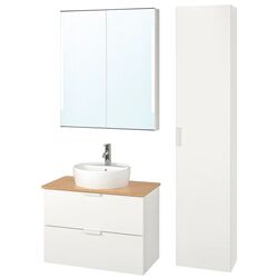 Set mobilier Ikea Godmorgon/Tolken/Kattevik 6 piese/baterie Dalskar 82cm (Alb/Bambus)