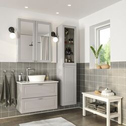 Set mobilier Ikea Godmorgon/Tolken/Kattevik 6 piese/baterie Voxnan 82cm (Kasjon Gri/Aspect Marmură) Thumb