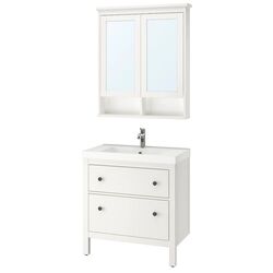 Set mobilier baie Ikea Hemnes/Odensvik 4 piese/baterie Voxnan 83cm (Alb) Thumb