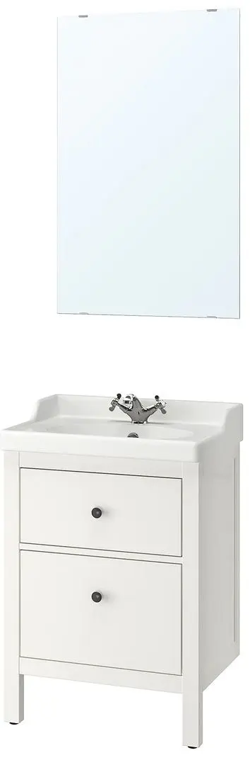 Set mobilier baie Ikea Hemnes/Rattviken 4 piese/baterie Runskar 62cm (Alb)