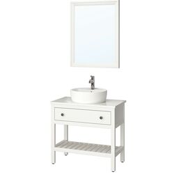 Set mobilier baie Ikea Hemnes/Tornviken 4 piese/baterie Voxnan 82cm (Alb) Thumb