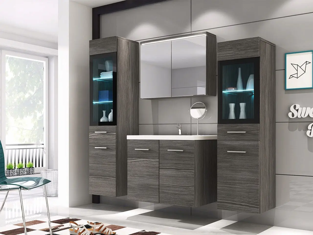 Set de mobila Mirjan24 Holly/Udine II With Sink (Bodega Dark) - 6