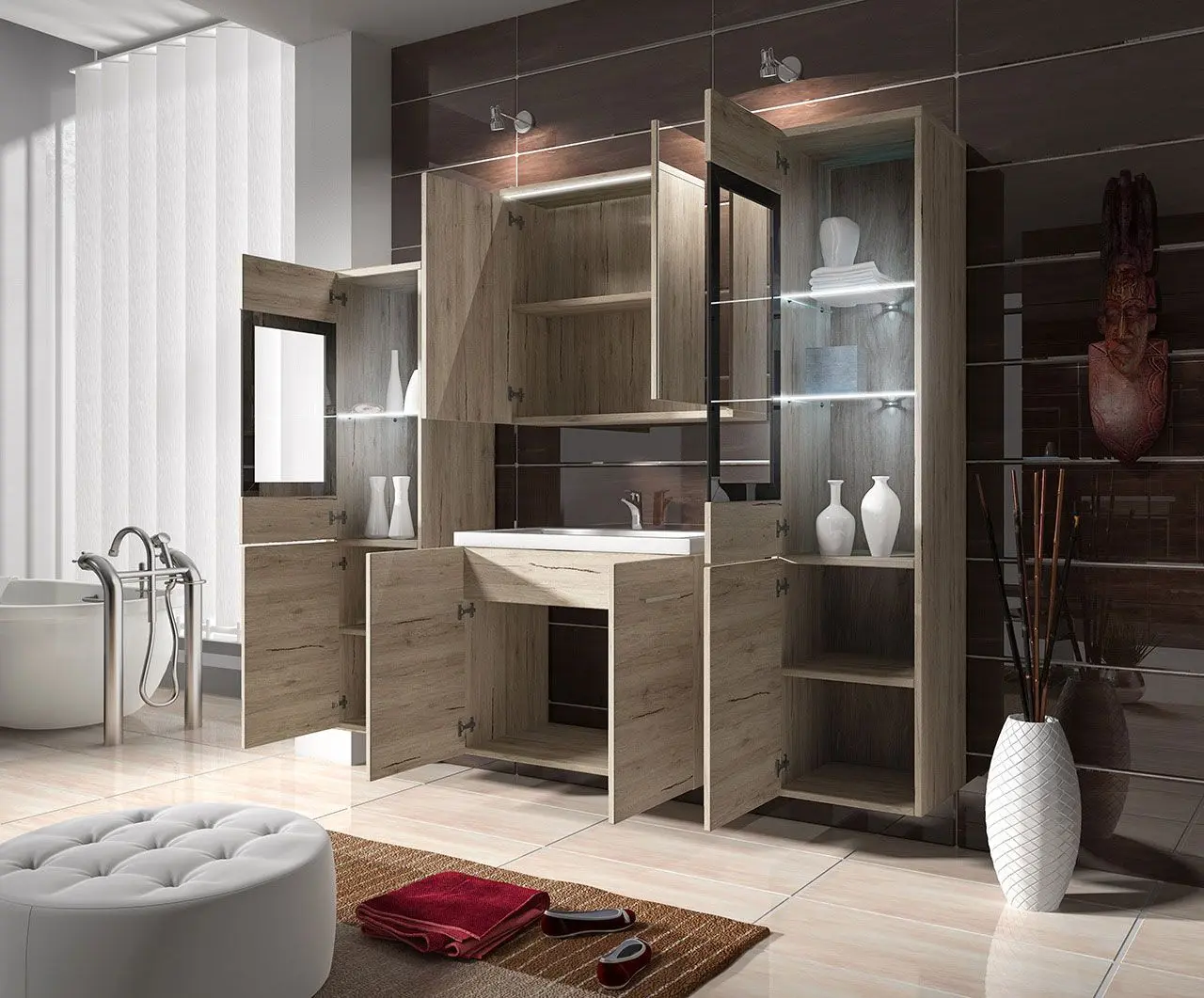 Set de mobila Mirjan24 Holly/Udine II With Sink (White/White Gloss)