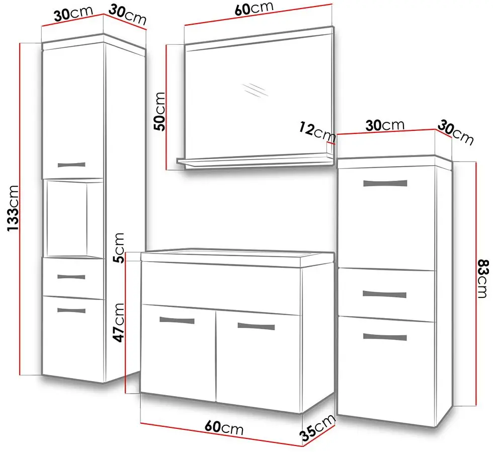 Set de mobila Mirjan24 Lumia/Alba (Wotan Oak/White Gloss) - 4