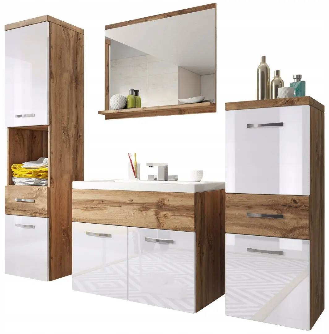 Set de mobila Mirjan24 Lumia/Alba (Wotan Oak/White Gloss)
