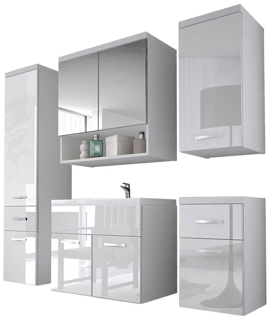 Set de mobila Mirjan24 Lumia/Bella II (White/White Gloss)