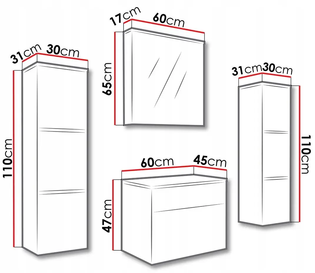 Комплект мебели Mirjan24 Mandy/Porto With Sink (White/White Gloss) - 5